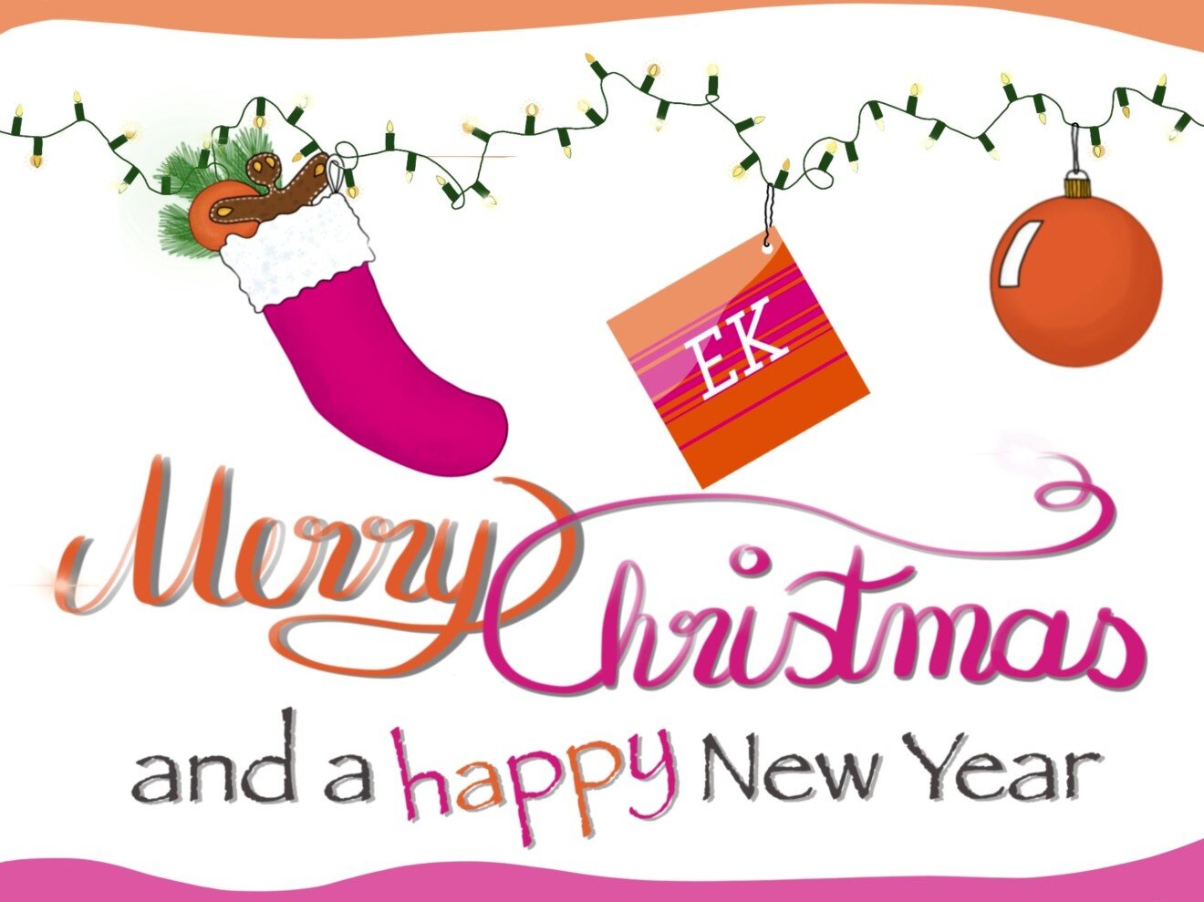 Pink-orange Weihnachtsgrüße